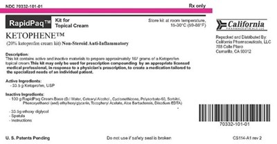 Ketophene Kit (Ketophene Cs114 A1 Principle Label Ketophene)